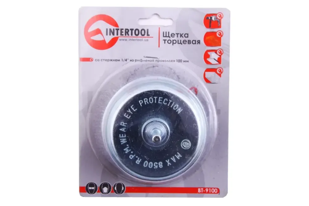 Щетка для дрели чашечная Intertool витая проволока 100мм Винница - изображение 4
