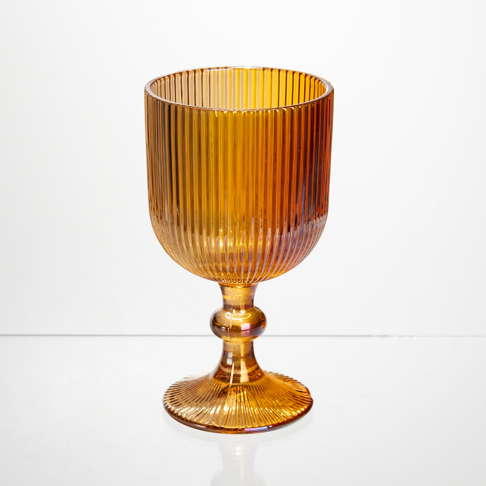 Набір келихів для вина 6 штук 300 мл на ніжці скляні Бурштиновий Yiwu HP-19-210 Коломыя - изображение 2