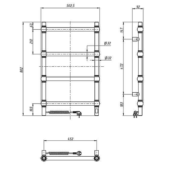 Полотенцесушитель электрический Navin Ретро 500х800 Sensor левый, белый Киев