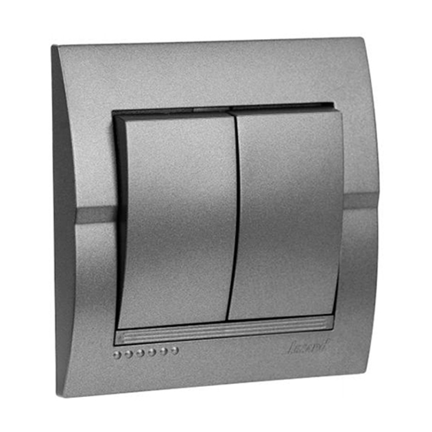 DERIY Вимикач подвійний темно-сірий металік Lezard Харків - фото 1