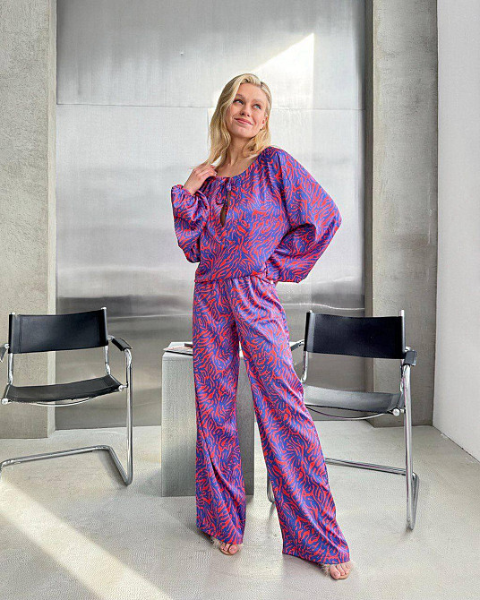 Женский шелковый костюм Синий M Харьков - изображение 5