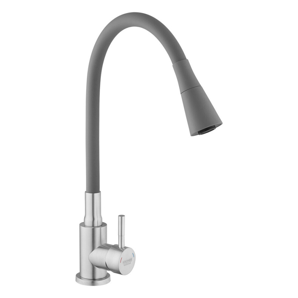 Змішувач для кухні з гнучким виливом Kroner KRP Edelstahl Klassisch — ESG031GRA сатин/сірий Київ - фото 2