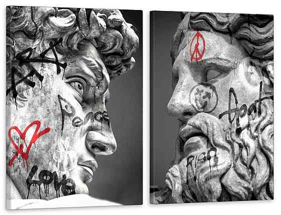 Модульная картина в гостиную / спальню   Статуя Давид та Зевс TLV-2_076 90x132 см Київ