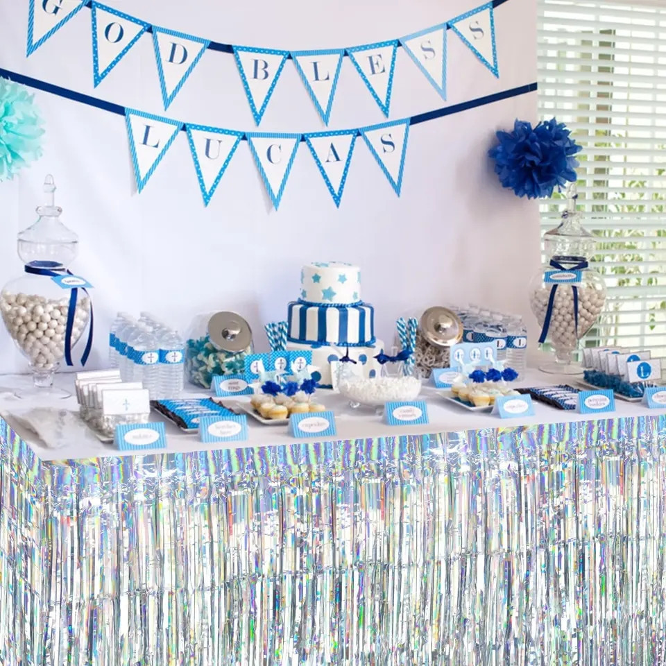 Дождик широкий на стену и стол с голограммой 74 см на 274 см серебристый Киев - изображение 2