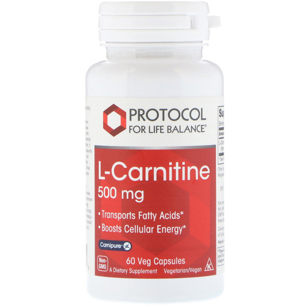 L-карнітин Protocol for Life Balance L-Carnitine 500 мг 60 капс Київ - фото 1