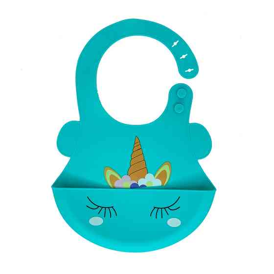 Слинявчик силіконовий "Єдиноріг" MGZ-0615(Turquoise) з кишенею Вінниця