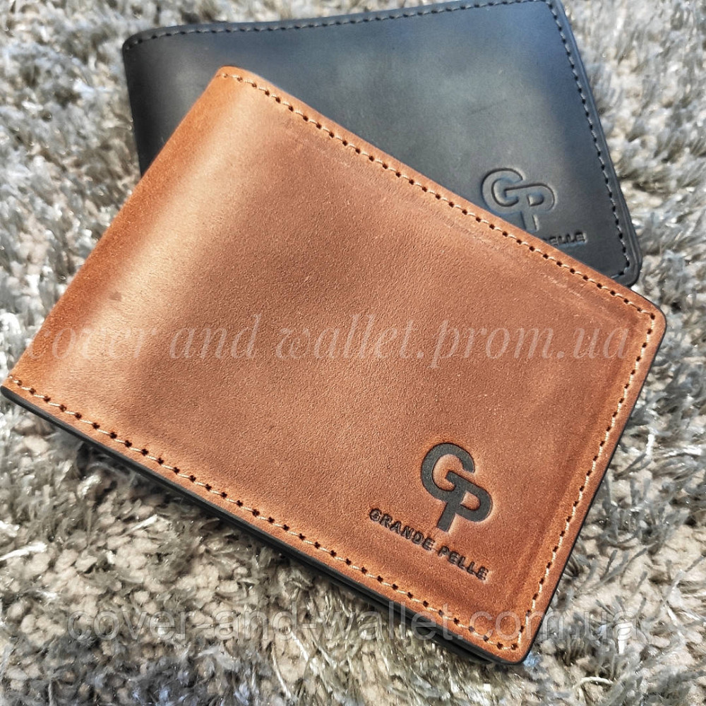 Кожаный зажим для денег с окном для документов Grande Pelle цвет терракота Киев - изображение 5