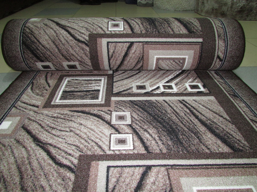 Ковровая дорожка, Коричневые Квадраты, Ковёр на отрез, Ширина: 0.7 м. Каменское - изображение 2