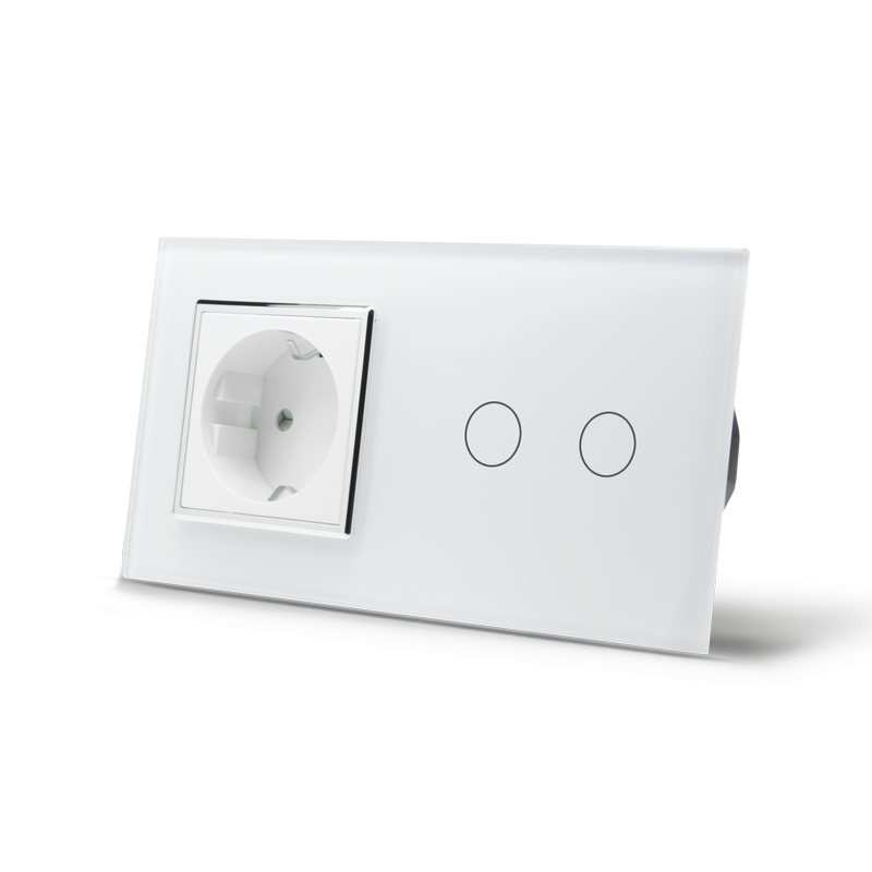 LIVOLO Сенсорний вимикач 2 сенсора 1 розетка Livolo білий хром скло (VL-C702/C7C1EU-11C) Коломыя - изображение 5