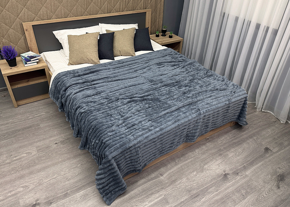 Плед-покривало смужка Шарпей 200х225 см (+-10см) Сірий (87-151) Київ - фото 3