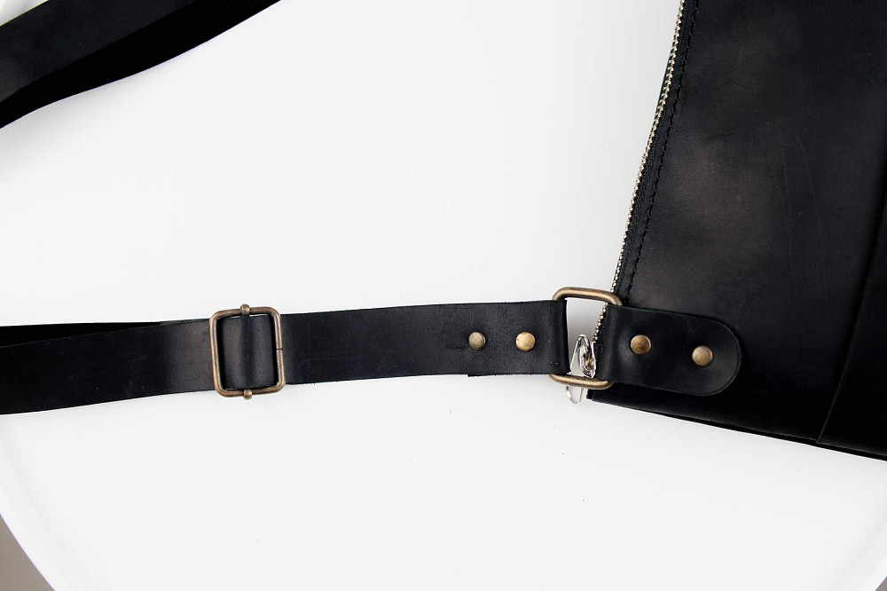 Сумка-мессенджер из натуральной кожи Crazy Horse, через плечо (Черный) Сумы - изображение 8