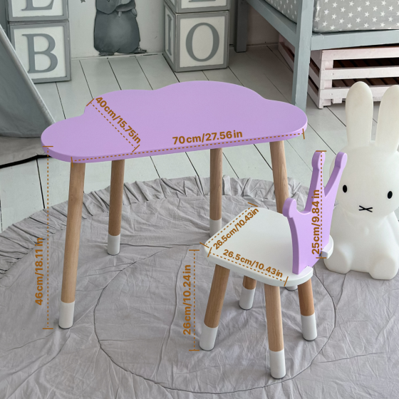 Дитячий столик і стілець "Хмарка" фіолетовий з білим Київ