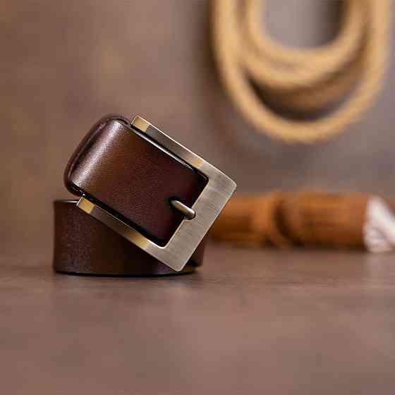 Ремень мужской с классической пряжкой Vintage 20357 Коричневый Киев