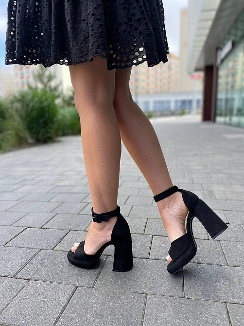 Meideli Чорні босоніжки жіночі літні на підборах молодіжні еко замша MEIDELI N693-10 р. 36-40 Коломыя - изображение 4