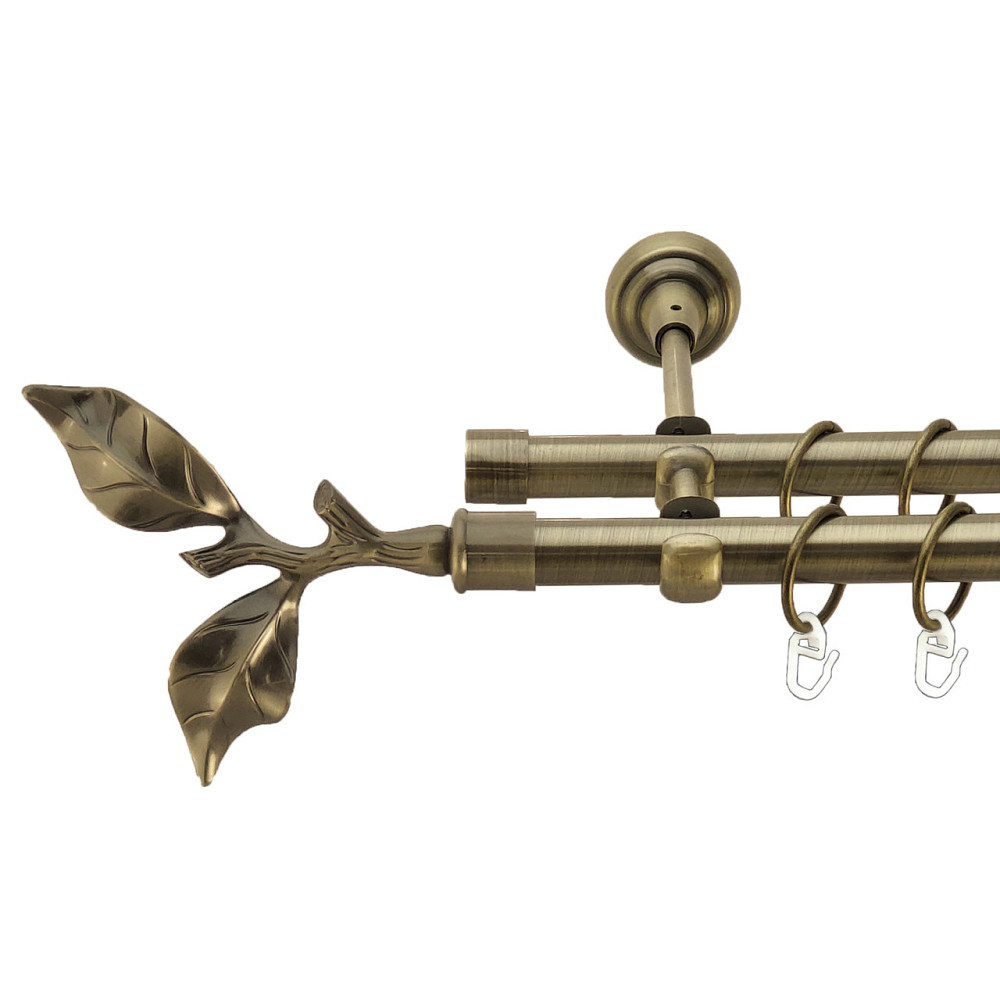 Карниз Orvit Листок Троянди металевий дворядний відкритий Антик 19\19 мм 240 см (4016412) Львів - фото 1