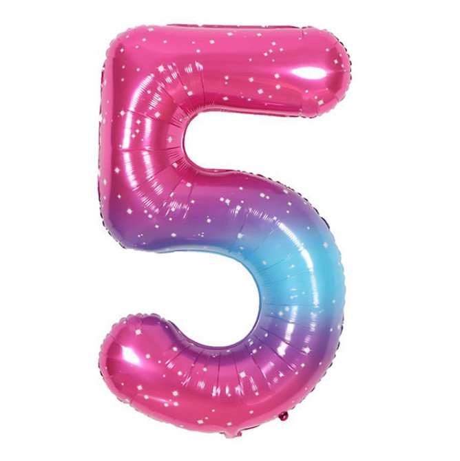 Кулька цифра 5 фольгована з принтом зірок 40 дюймів різнобарвний Київ - фото 2