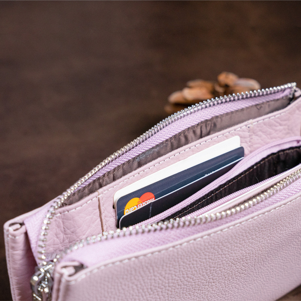 Вместительный клатч на два отделения женский ST Leather 19247 Лиловый Киев - изображение 10