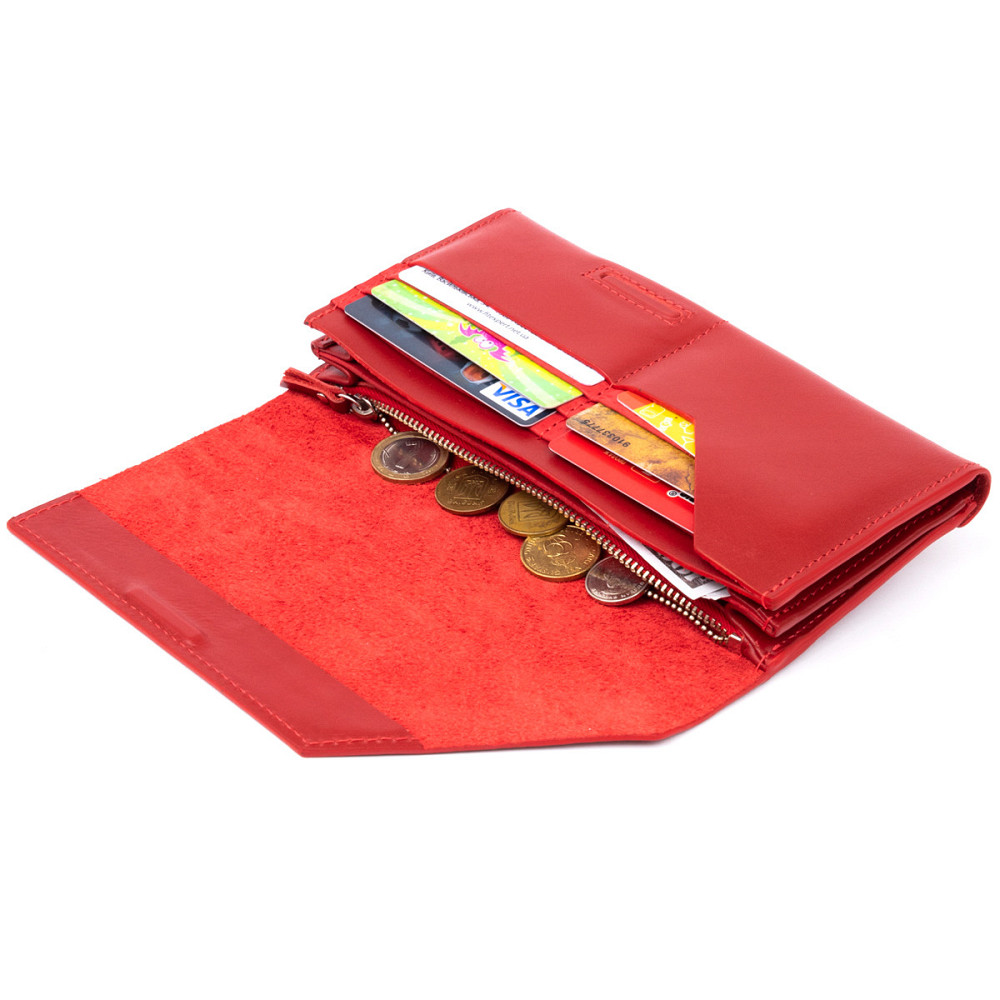 Горизонтальный клатч глянцевый на магните GRANDE PELLE 11318 Красный Киев - изображение 3