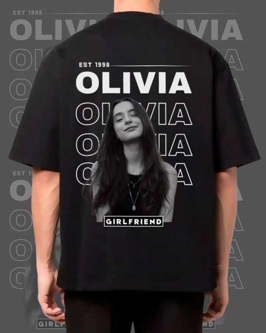 Оверсайз футболка GIRLFRIEND з фото дівчини |  Маєна футболка з вашим фото M, Чорний Чернівці - фото 1