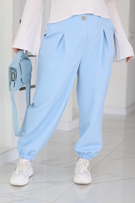 Жіночі широкі штани джогери "Flavio" | Батал Блакитний, 50-52 Київ - фото 5