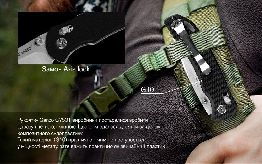 Нож складной Ganzo G7531-BK Киев - изображение 6