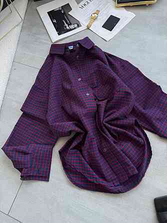 Жіноча стильна сорочка оверсайз у клітинку котон стрейч Червоний Одеса