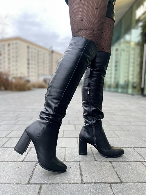 Nivelle Ботфорти жіночі чорні, натуральна шкіра, зимові, наповнювач євро-вовна, на підборах р. Коломия - фото 10