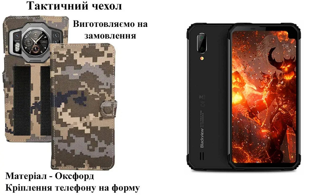 Тактичний чохол для Blackview BV5500, BV5500 Plus, BV5500 Pro, кріпиться до спорядження на липучці Київ - фото 1