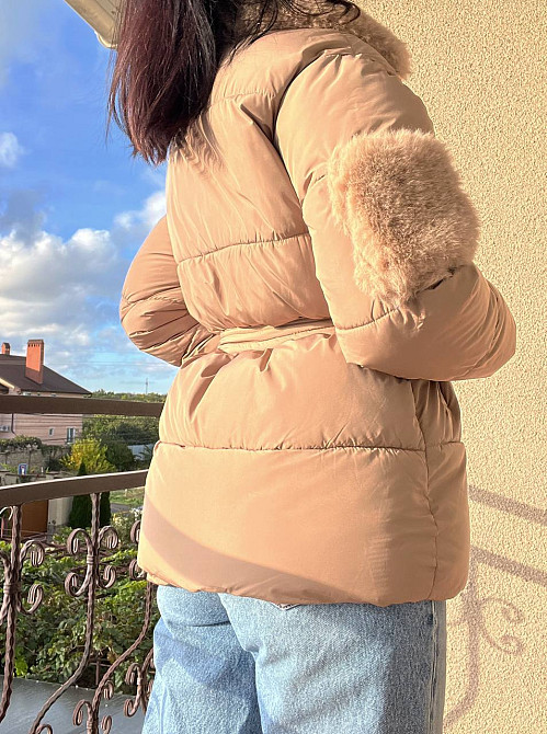 Куртка женская Snow Passion 6211 пилот с поясом мех удлиненная бежевая, бежевый, 46 Киев - изображение 5