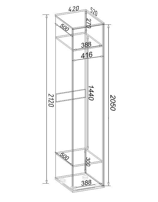 Пенал для одежды Hugo H-2, Дуб Конкордия, 420/520/2120 Львов - изображение 4