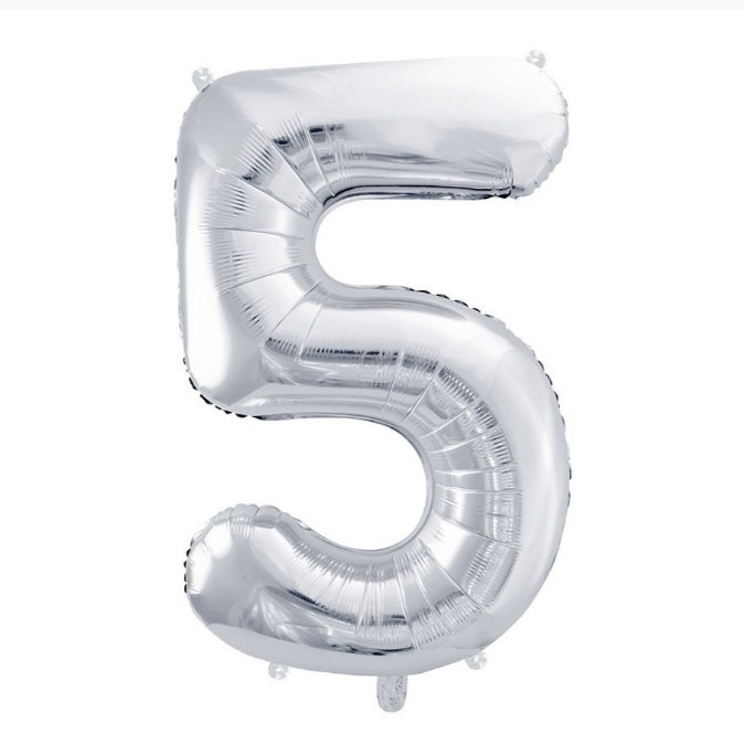 Цифры фольгированные 5 серебро 32