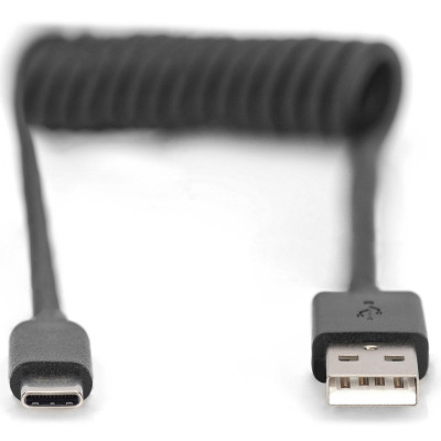 Дата кабель USB 2.0 AM to Type-C 1.0m (0.32m) spiral black Digitus (AK-300430-006-S) Винница - изображение 2