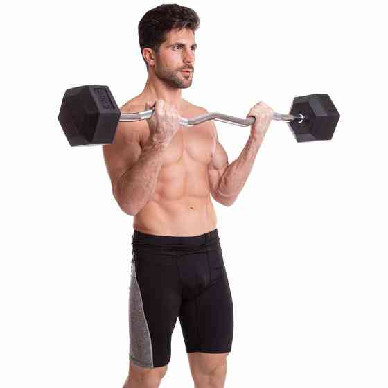 Штанга фіксована вигнута погумована Zelart 6231-40 довжина 95 см 40 кг Київ