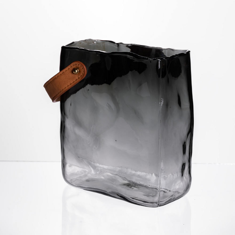 Yiwu Скляна ваза сумочка з ручкою 16×8×18.5 (см) декоративна Сірий HP-19-156-2 Коломия - фото 2
