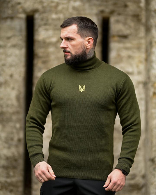 Мужской Гольф вязаный Patriot oliva ПП8184 Одесса - изображение 3