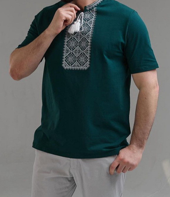 Мужская Футболка вышиванка яркого цвета Киев - изображение 2