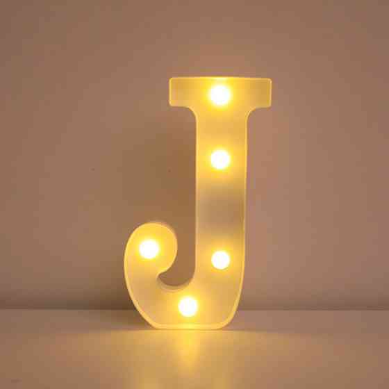 Буква с подсветкой J объемная маленькая 21 на 11 см белый Киев