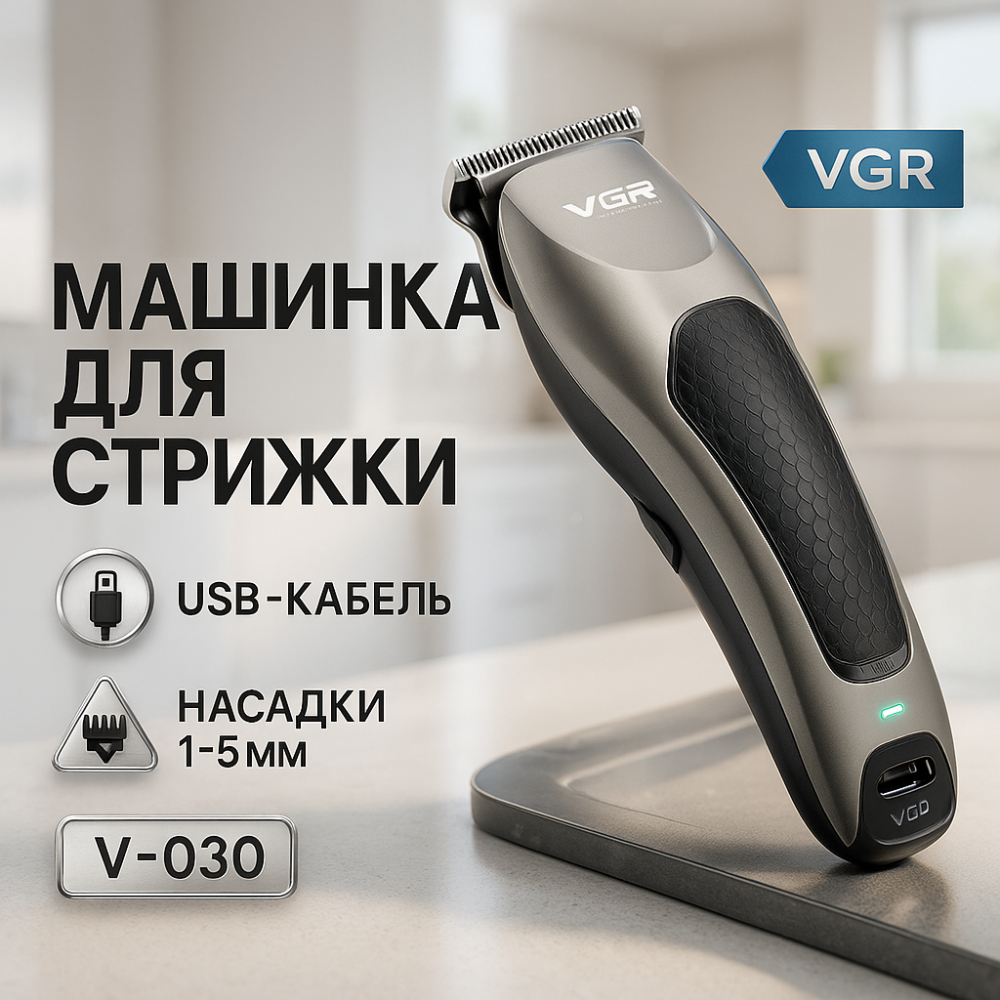 Бездротова акумуляторна машинка для стрижки волосся, Стильна машинка для стрижки, Тример бездротовий DE-31 Львів - фото 11