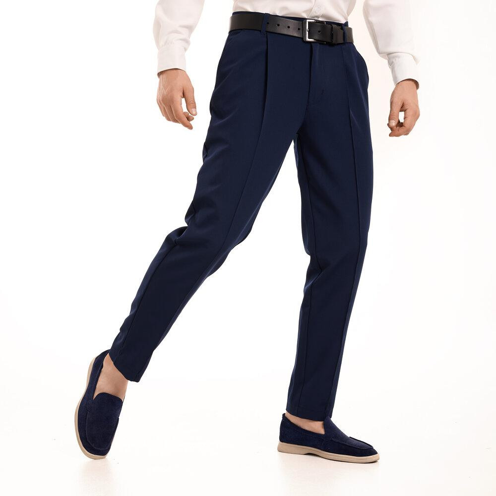 Темно-сині штани демісезонні для чоловіків. Штани Pobedov Legend сині з костюмки Київ - фото 7