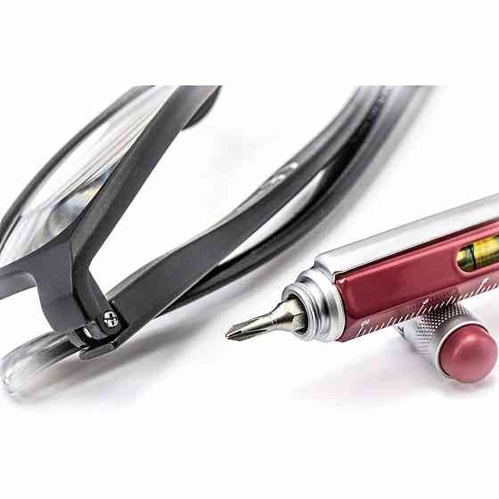 Шариковая многозадачная ручка Troika Construction со столусом, линейкой, отверткой и уровнем, голубой Ровно