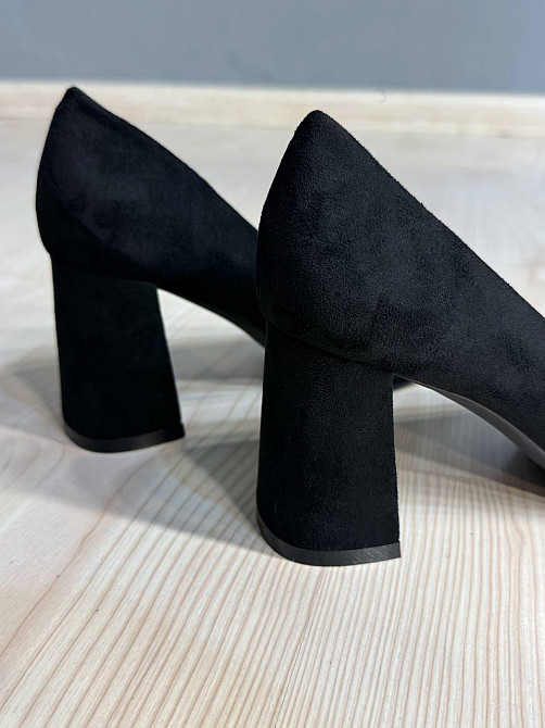 Туфли женские Meideli 3190-7 лодочки на широком устойчивом каблуке экозамша черные, 37, 23,7 см Киев - изображение 13