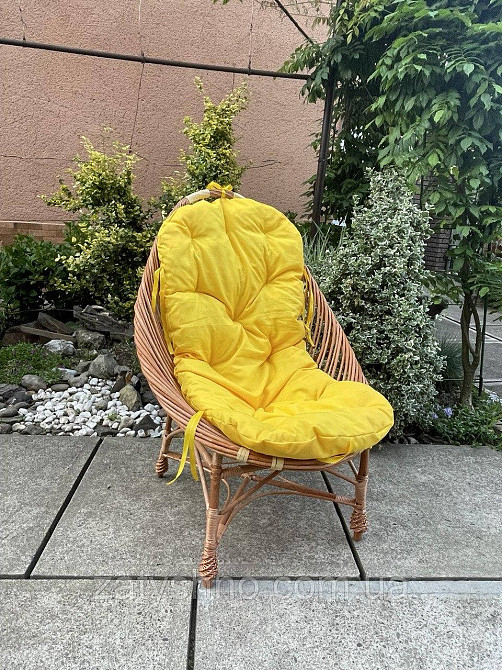 Кресло плетеное из лозы с желтой подушкой Киев - изображение 4