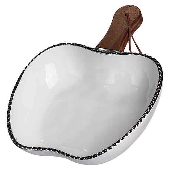 Тарілка порцелянова глибока з ручкою Яблуко 25×20×5 (см) з ручкою Срібло ZJH-14-4 Коломия