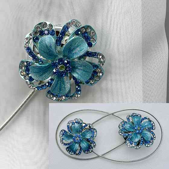 Магніти для штор та гардин "Flowers" набір 2 шт Блакитний (81-240) Київ