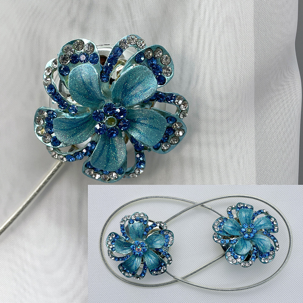 Магніти для штор та гардин "Flowers" набір 2 шт Блакитний (81-240) Київ - фото 1