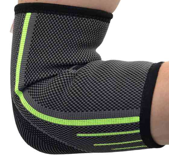 Компресійний налокітник MadMax MFA-283 3D Compressive elbow support Dark grey/Neon green (1шт.) L Киев