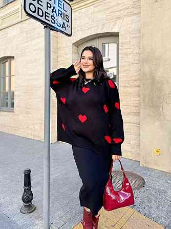 Жіночий теплий костюм двійка з сердечками дрібна машинна в'язка Одеса