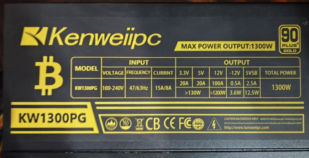 Блок питания Kenweiipc. KW- 1300PG. Киев - изображение 1