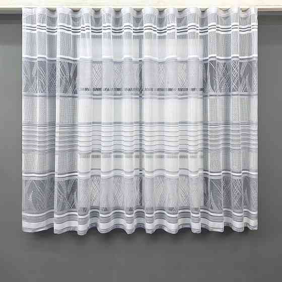 Короткий тюль VR-Textil 1937т Жакард Білий з сірим 450х145 см (42-1142) Київ