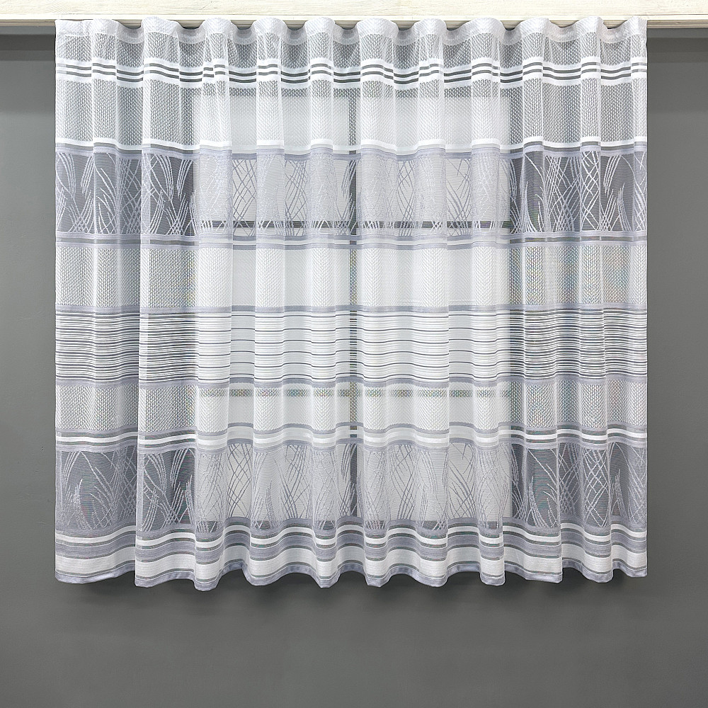 Короткий тюль VR-Textil 1937т Жакард Білий з сірим 450х145 см (42-1142) Київ - фото 1